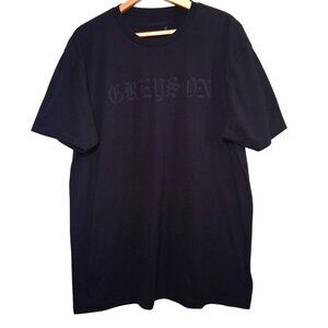 Greyson T Shirt Men XL Black Spellout Wolf Logo Short Sleeve